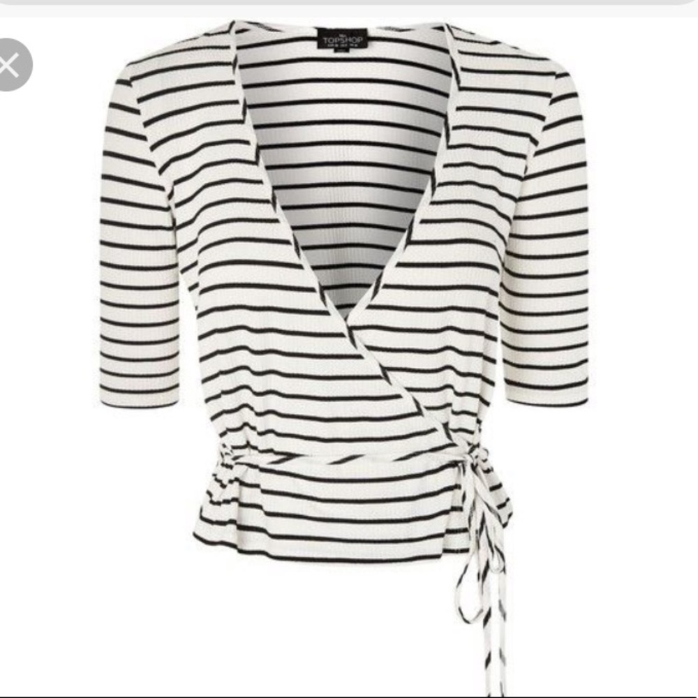 Topshop Stripe Wrap Top